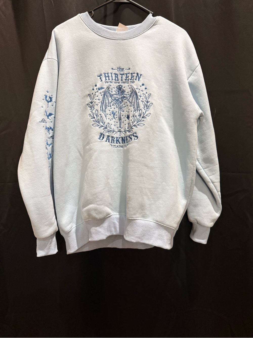 Light Blue Graphic Crewneck Sweatshirt - THE THRONE OF GLASS - The Thirteen
